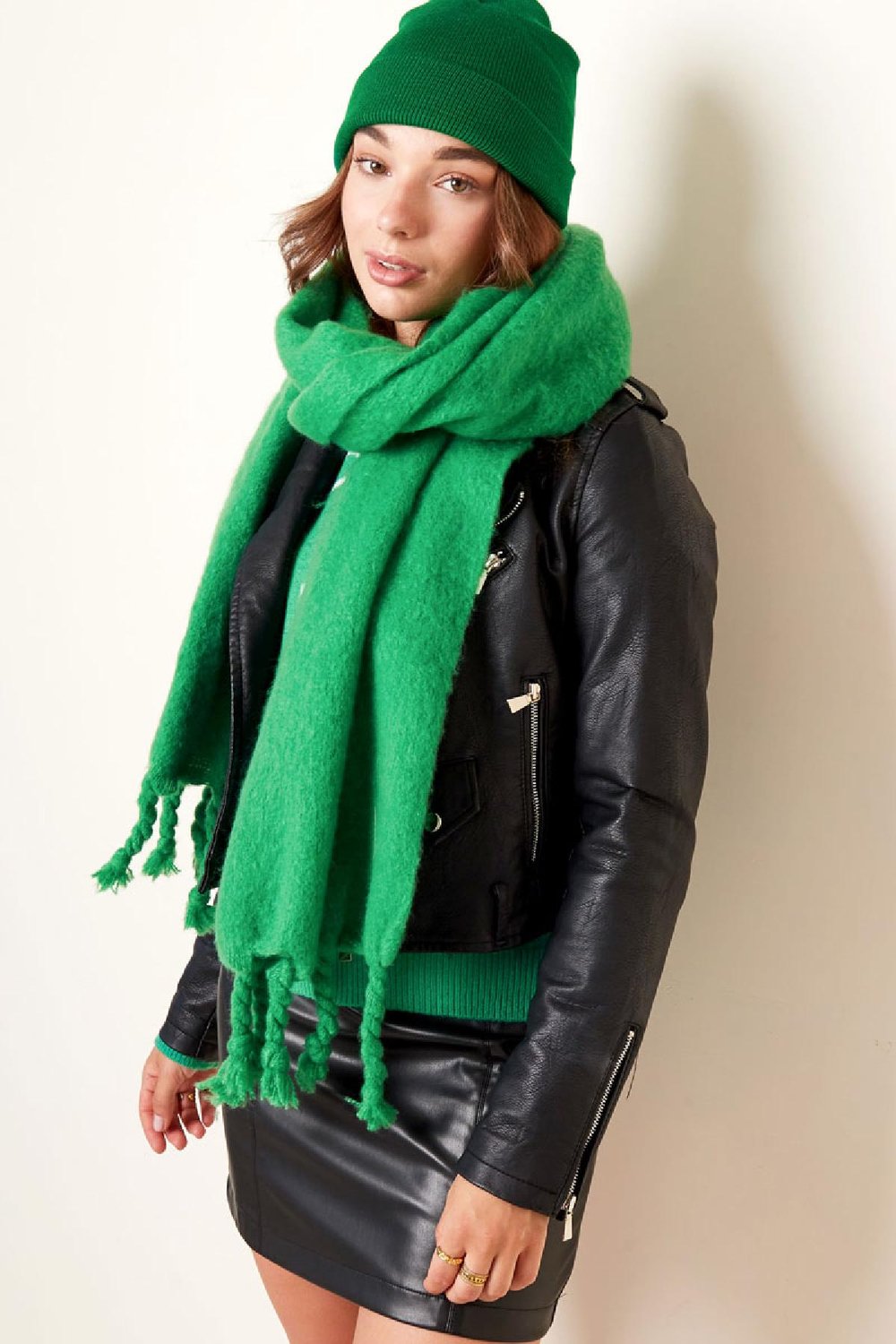 Winter scarf solid color orange Polyester h5Picture2